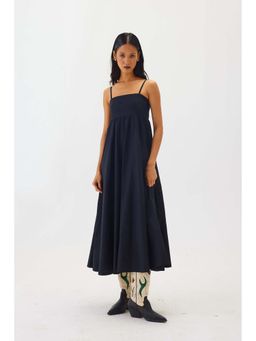 SHOP STAPLE - Women's Blue Strapless Poplin Midi Dress
