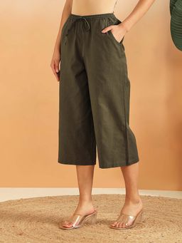 Fabindia - Women Olive Cotton Culottes