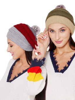 Bharatasya - Chunky Pom Pom Caps (Pack of 2)