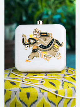 NR by Nidhi Rathi - Embroidered White Clutch