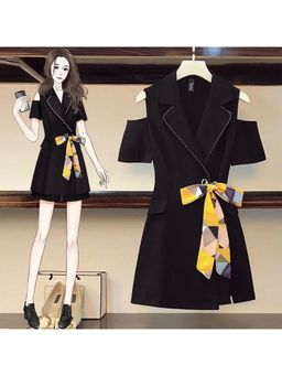 Loveable Creations By Muskan - Adorn Statement Black Mini Dress with Shorts