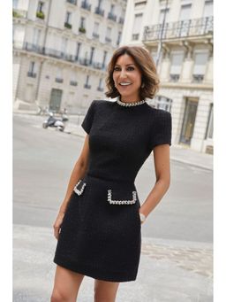 Loveable Creations By Muskan - Anna Tweed Luxe Black Mini Dress