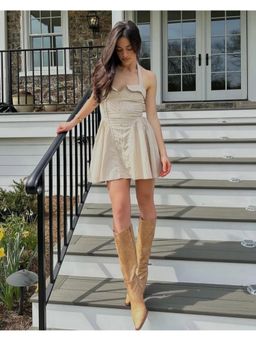 Loveable Creations By Muskan - Golden Hour Charm Beige Mini Dress