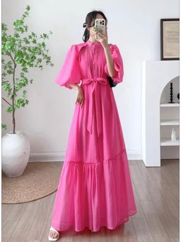 Loveable Creations By Muskan - Louis Pink Cotton Maxi Dress