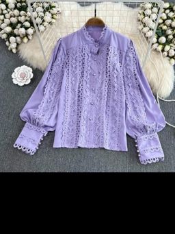 Loveable Creations By Muskan - Rafia Lavender Embroidered Lace Top