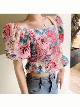 Loveable Creations By Muskan - Titli Floral Multi Colored Crop Top