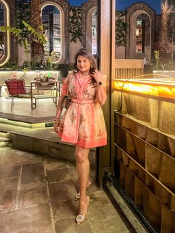 Loveable Creations By Muskan - Zunera Luxe Linen Pink Mini Dress with Belt