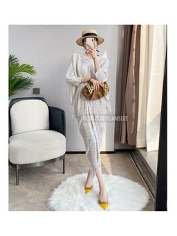 Loveable Creations By Muskan - Zora Pleated White Maxi Dress