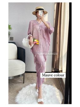 Loveable Creations By Muskan - Zora Pleated Mauve Maxi Dress