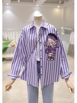 Loveable Creations By Muskan - Pop Basic Purple Stripe Shirt