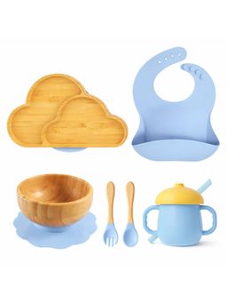 MyneeMoe - Cloud 6 Piece Baby Feeding Set Blue