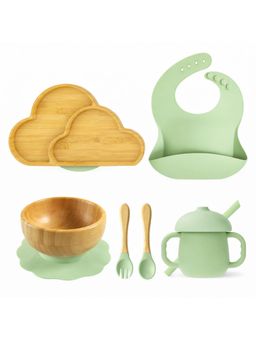 MyneeMoe - Cloud 6 Piece Baby Feeding Set Green