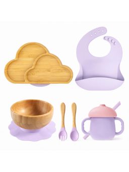 MyneeMoe - Cloud 6 Piece Baby Feeding Set Lavender
