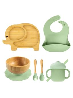 MyneeMoe - Ellie 6 Piece Baby Feeding Set Green