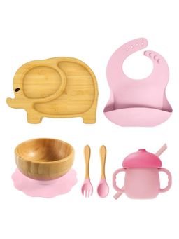 MyneeMoe - Ellie 6 Piece Baby Feeding Set Pink