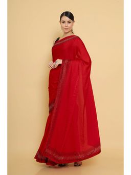 Soch - Red Satin Embellished Sequined with Unstitched
