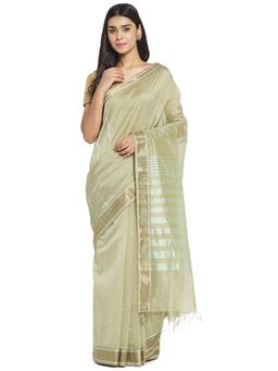 Fabindia - Olive Maheshwari Cotton Silk Sari