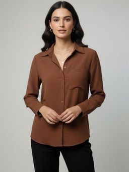 Oh Rare - Women Brown Solid Polyester Shirt