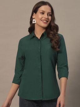 Oh Rare - Women Green Solid Polyester Shirt