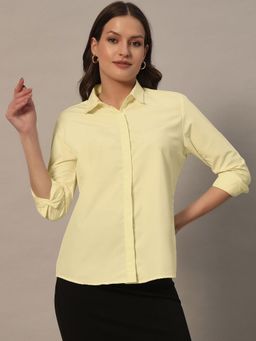 Oh Rare - Women Yellow Solid Polyester Shirt
