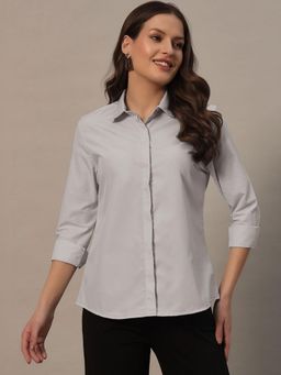 Oh Rare - Women Grey Solid Polyester Shirt