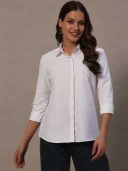 Oh Rare - Women White Solid Polyester Shirt