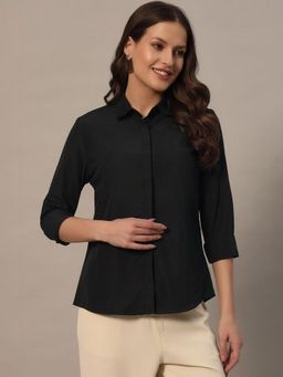Oh Rare - Women Black Solid Polyester Shirt