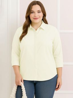Oh Rare - Women Cream Solid Polyester Shirt