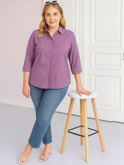 Oh Rare - Women Purple Solid Polyester Shirt