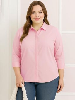 Oh Rare - Women Pink Solid Polyester Shirt