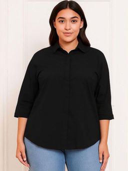 Oh Rare - Women Black Solid Polyester Shirt
