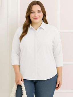 Oh Rare - Women White Solid Polyester Shirt