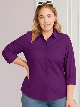 Oh Rare - Women Purple Solid Polyester Shirt