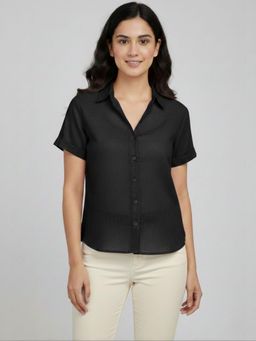 Oh Rare - Women Black Solid Lyocell Shirt