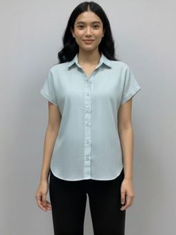Oh Rare - Women Light Blue Solid Lyocell Shirt