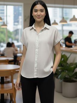 Oh Rare - Women White Solid Lyocell Shirt