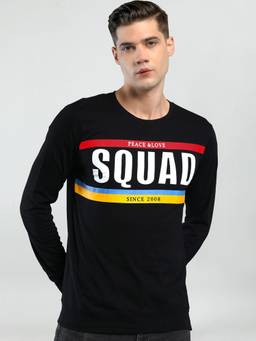 MANIAC - Black Cotton Printed T-Shirt