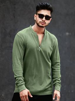 MANIAC - Hunter Green Cotton Solid T-Shirt