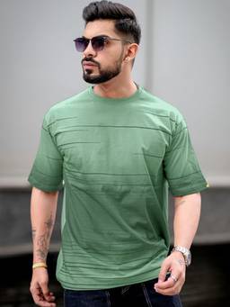 MANIAC - Green Cotton Printed Oversized T-Shirt