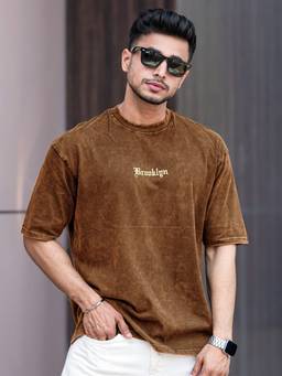 MANIAC - Brown Cotton Printed T-Shirt