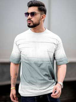 MANIAC - Men White Cotton Printed Oversized T-Shirt