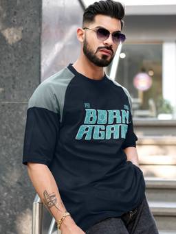 MANIAC - Navy Blue Cotton Printed T-Shirt