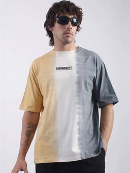 MANIAC - Men Multi-Color Cotton Colorblock T-Shirt