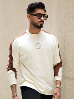 MANIAC - Cream Cotton Colorblock T-Shirt