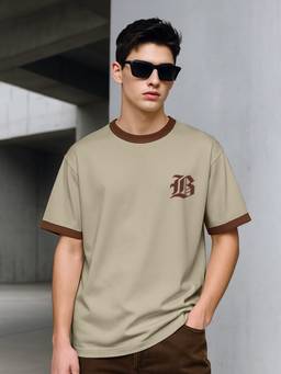 MANIAC - Beige Men's Cotton Printed T-Shirt