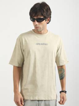 MANIAC - Cream Cotton Stripes T-Shirt