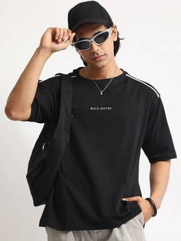MANIAC - Black Men Cotton Printed T-Shirt