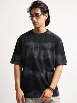 MANIAC - Black Cotton Aop Printed T-Shirt