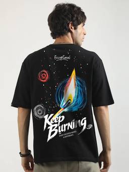 MANIAC - Men Black Cotton Printed T-Shirt