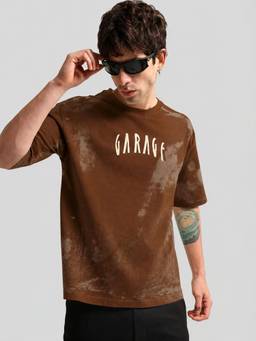 MANIAC - Brown Cotton Garage Printed T-Shirt